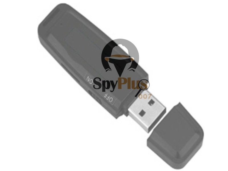 A USB Voice Recorder MoSK in black, on a white background.