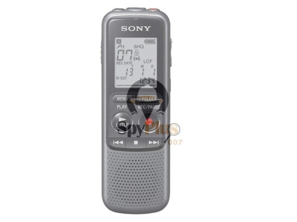 Sony Recorder 4GB is displayed. The recorder is a small, black device with a display screen and several buttons for controls. The device has a built-in microphone for recording audio, and can store up to 4GB of data. It also has a USB port for transferring data to other devices, as well as a headphone jack for audio playback. The device is compact and portable, making it a convenient choice for recording lectures, interviews, and other audio in a variety of settings.