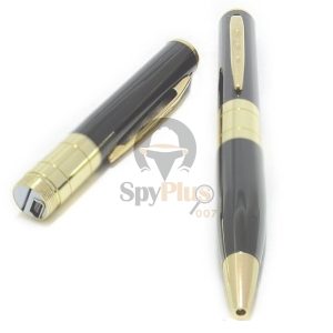 This photo shows our Pen with Hidden Camera, it has black and gold colour.